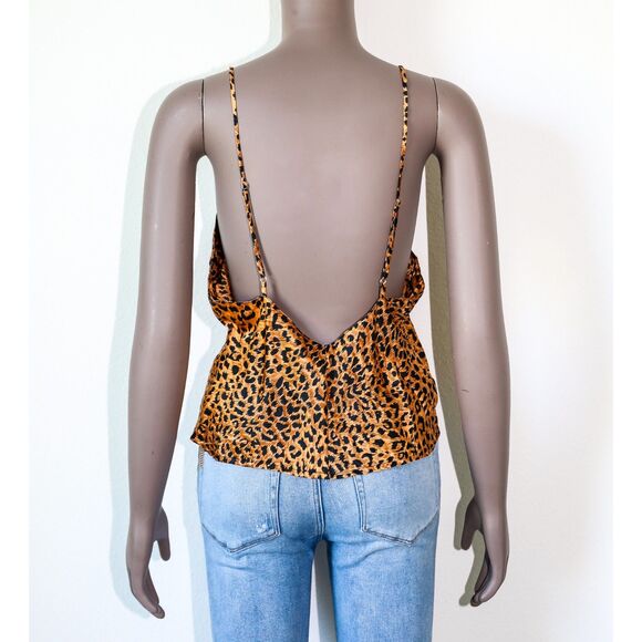 Vintage 90s Y2K Leopard Print Silk Camisole Summer Casual Evening Tank Top Large - Picture 2 of 3